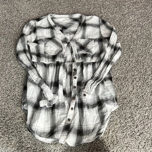 Maurices Babydoll Tunic Button Down Flannel